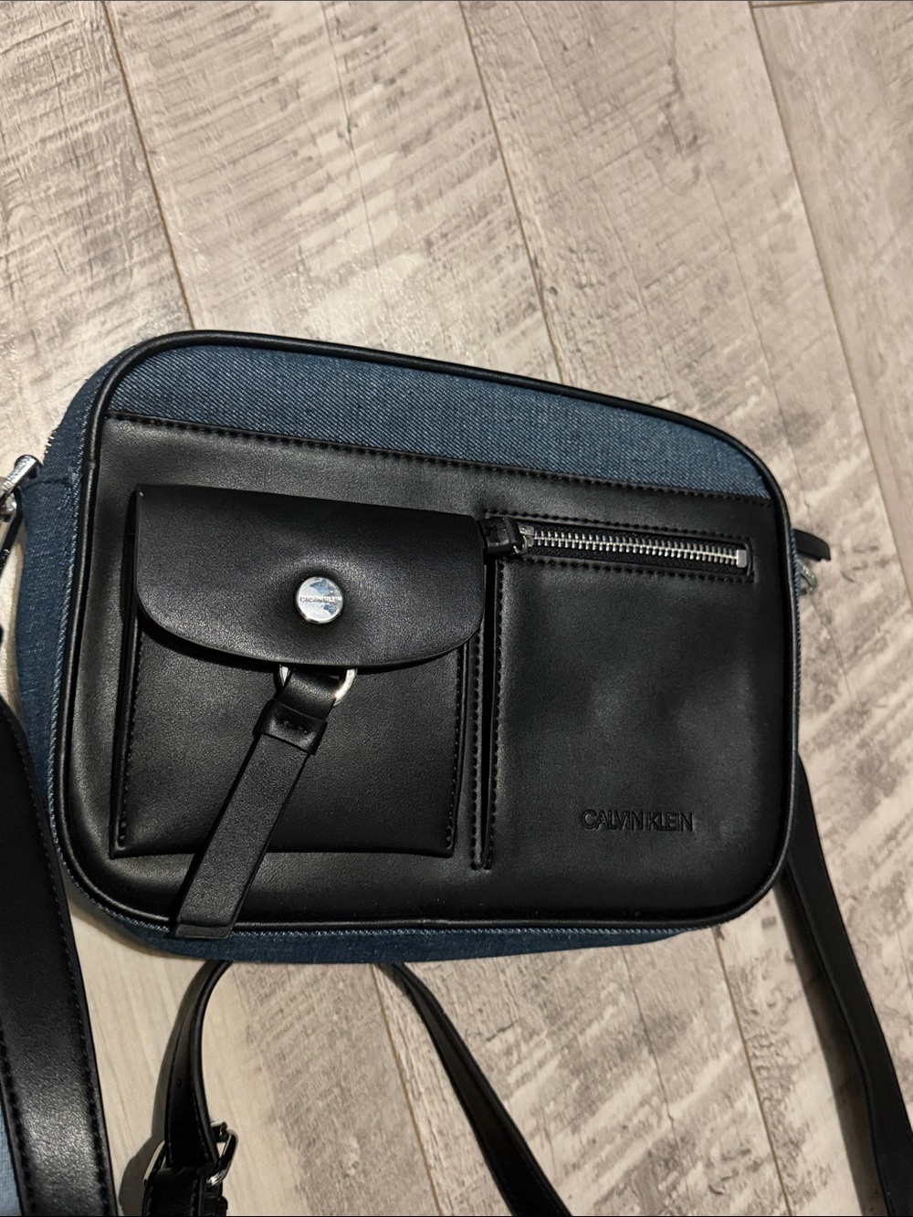 Calvin Klein Black and Navy Crossbody Messenger Bag